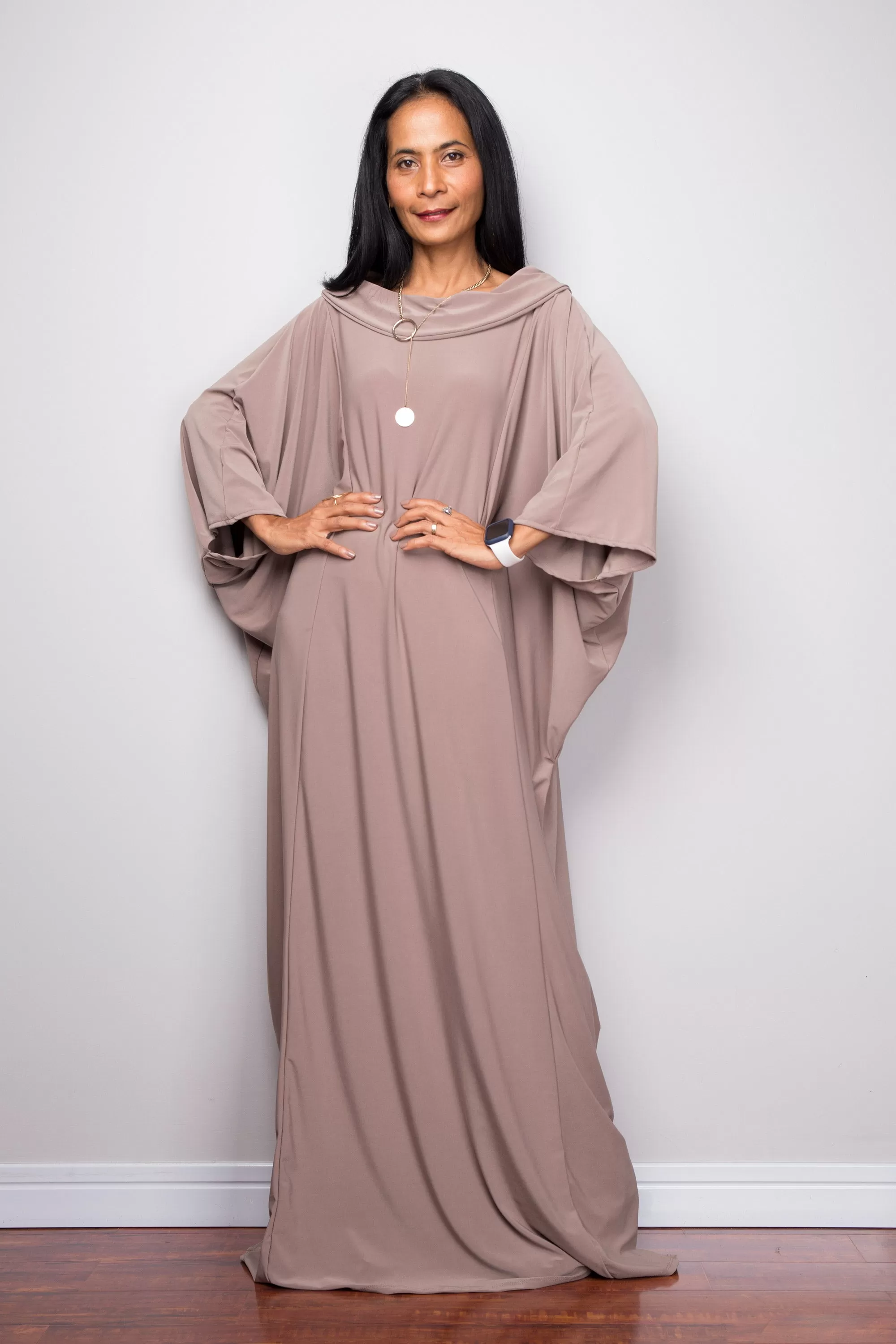 Taupe Modest Kaftan Dress