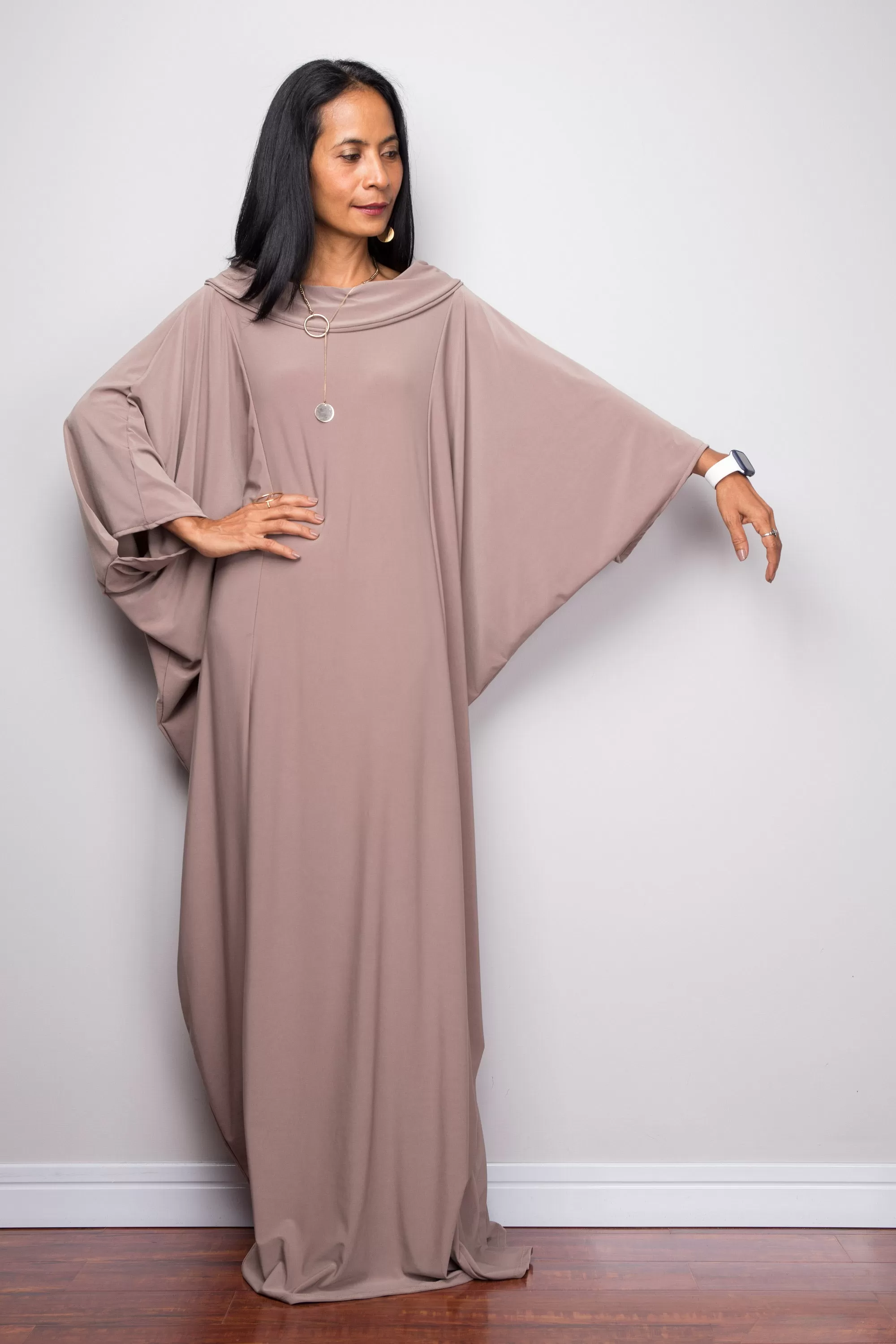 Taupe Modest Kaftan Dress