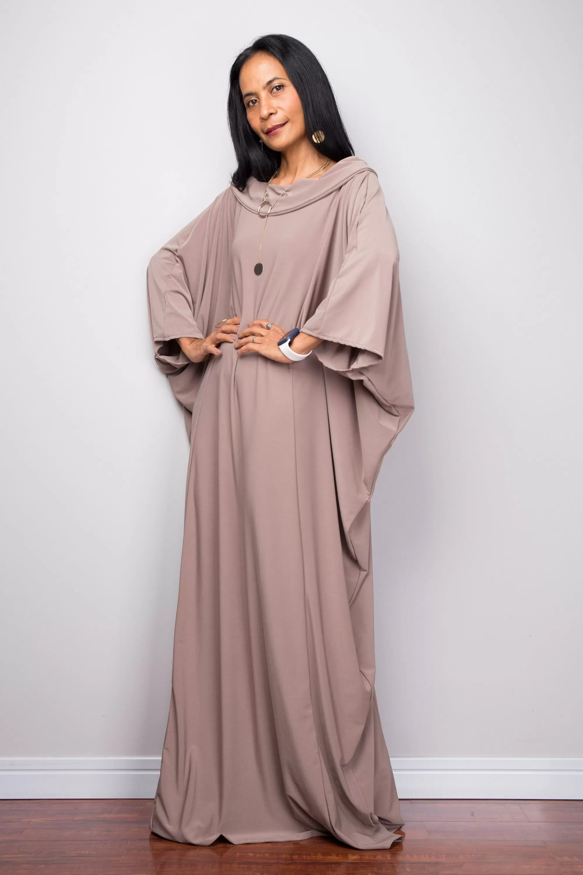 Taupe Modest Kaftan Dress