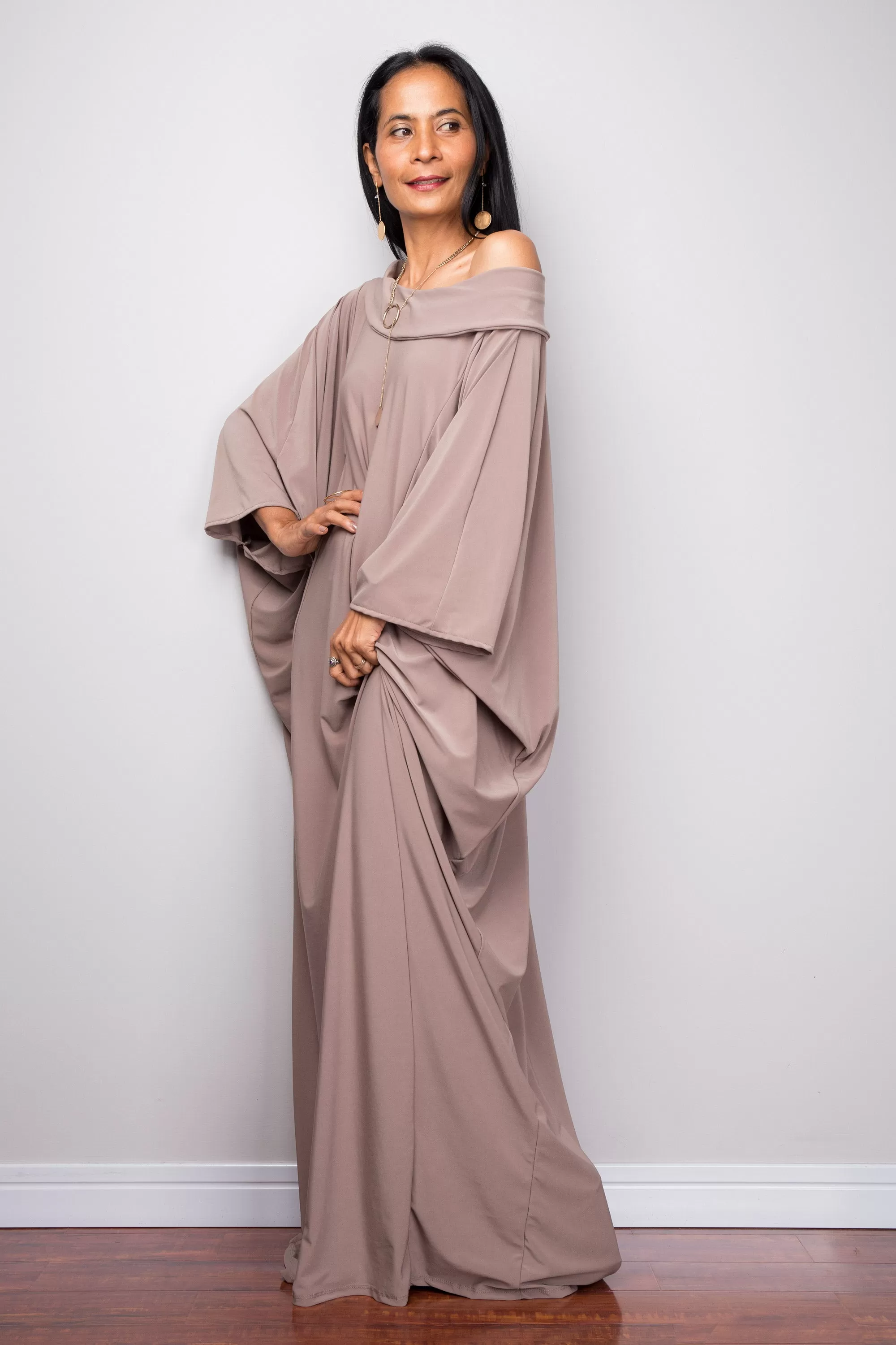 Taupe Modest Kaftan Dress