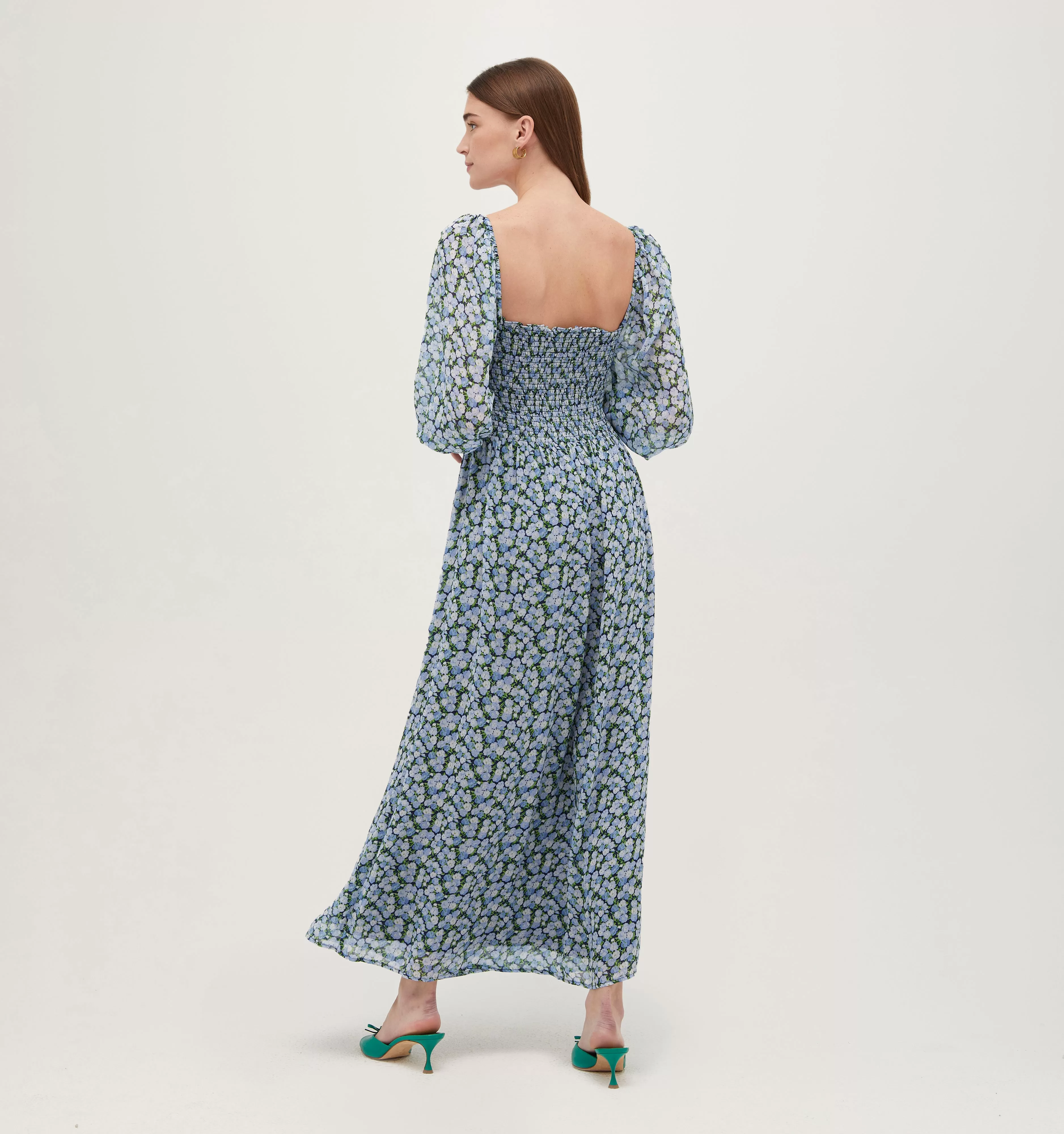 The Grace Maxi Nap Dress - Pansy in Blue Multi Georgette