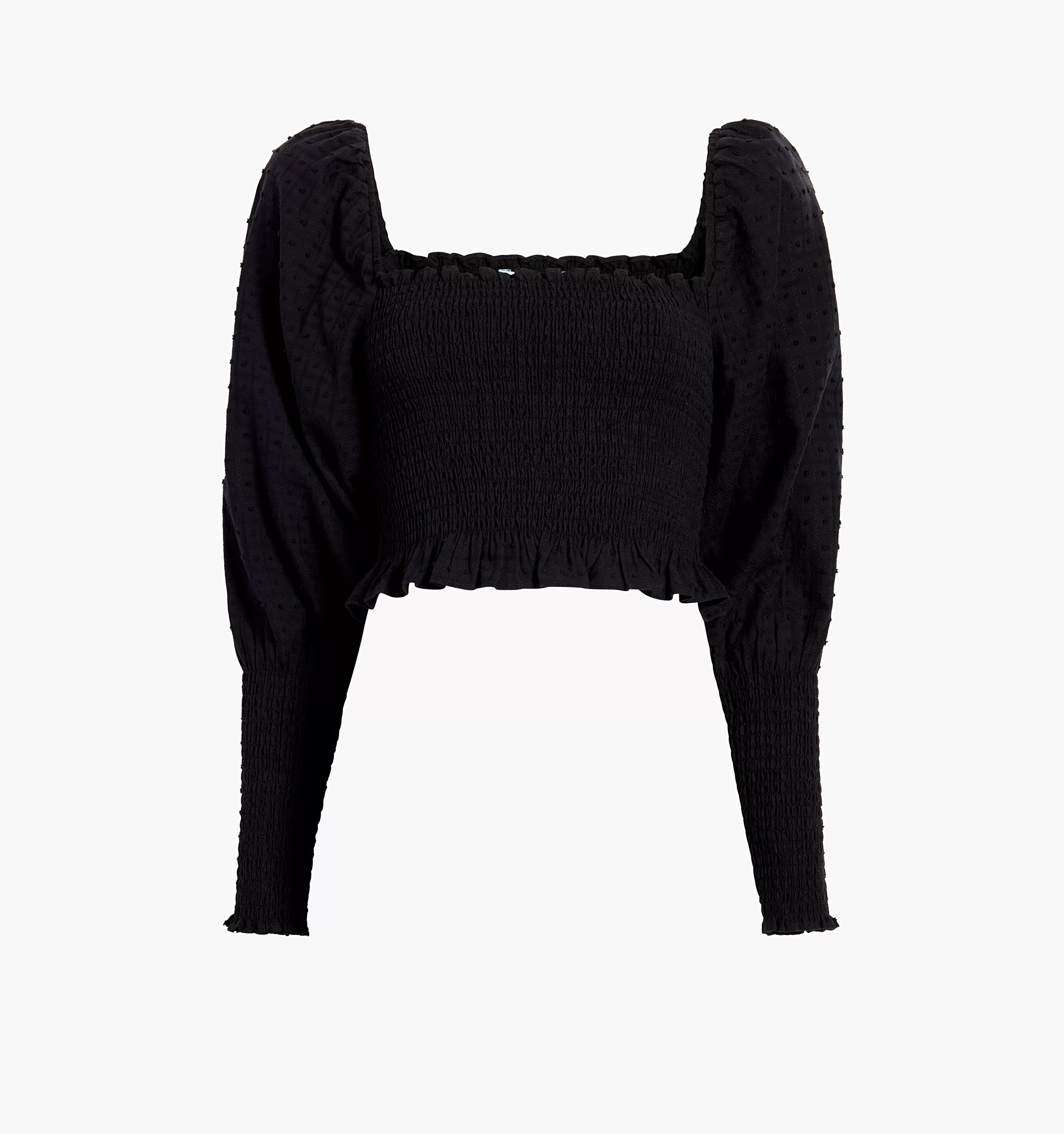 The Grace Nap Top - Black Textured Clip Dot