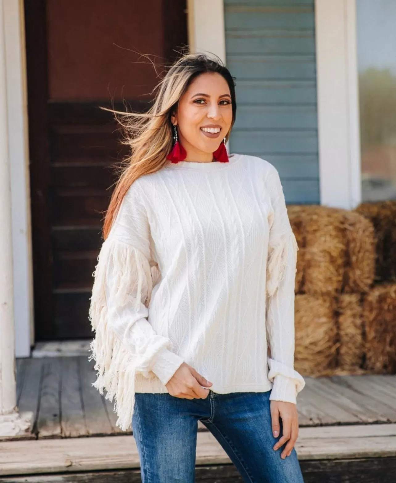 TOASTED MARSHMALLOW FRINGE SWEATER