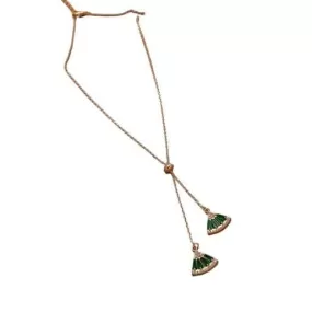 Trendy Emerald Fan Necklace