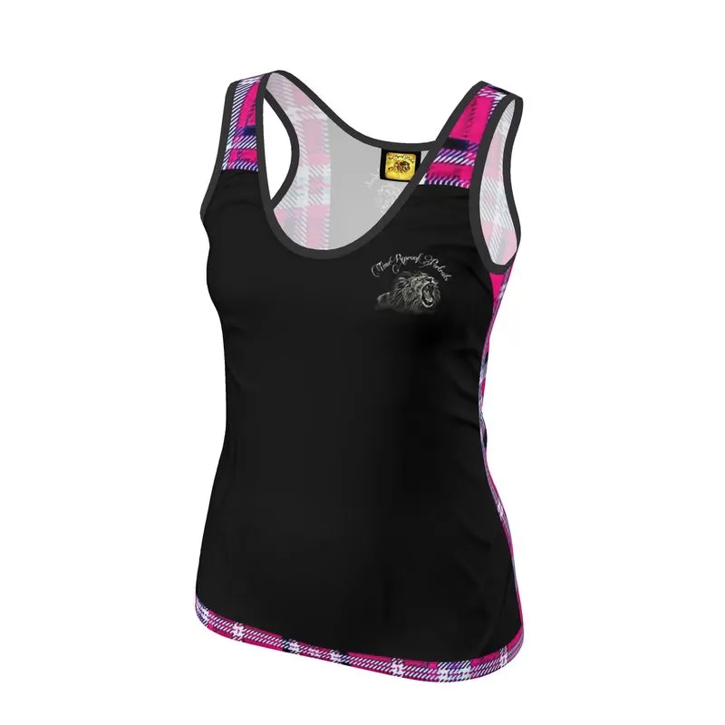 TRP Twisted Patterns 06: Digital Plaid 01-04A Ladies Designer Scoop Neck Tank Top