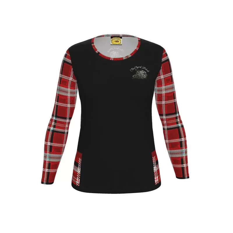 TRP Twisted Patterns 06: Digital Plaid 01-05A Ladies Designer Long Sleeve Jersey T-shirt