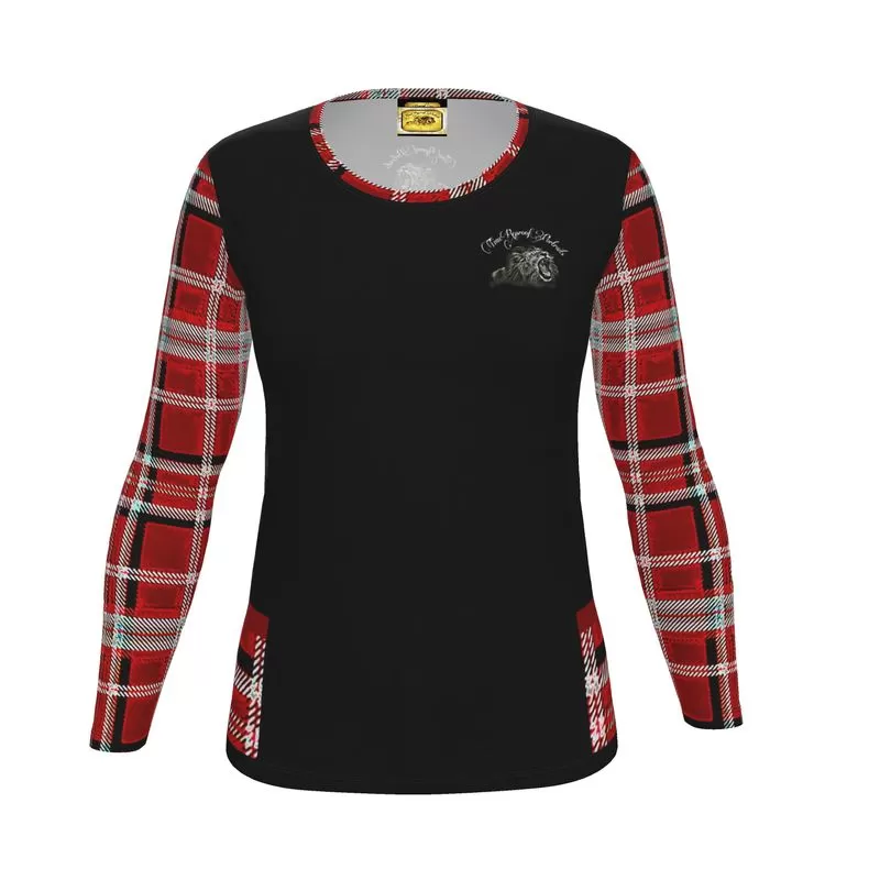 TRP Twisted Patterns 06: Digital Plaid 01-05A Ladies Designer Long Sleeve Jersey T-shirt