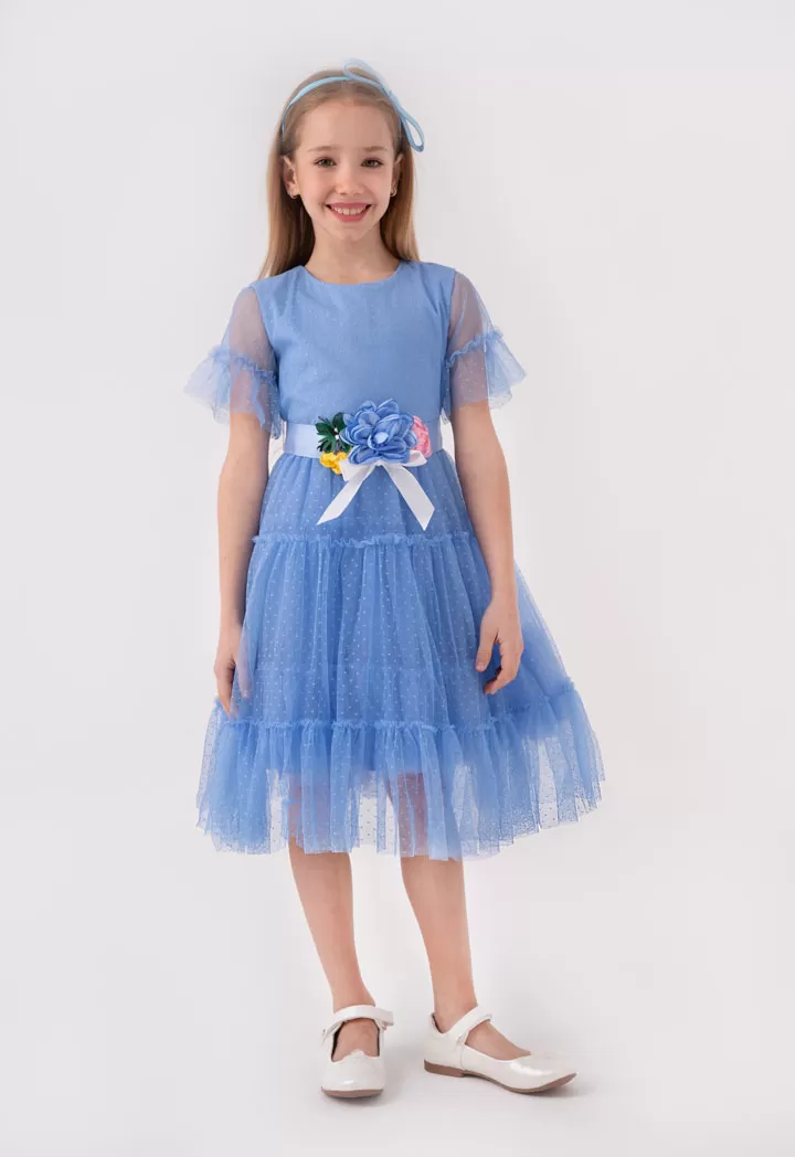 Tulle Overlay A-Line Dress