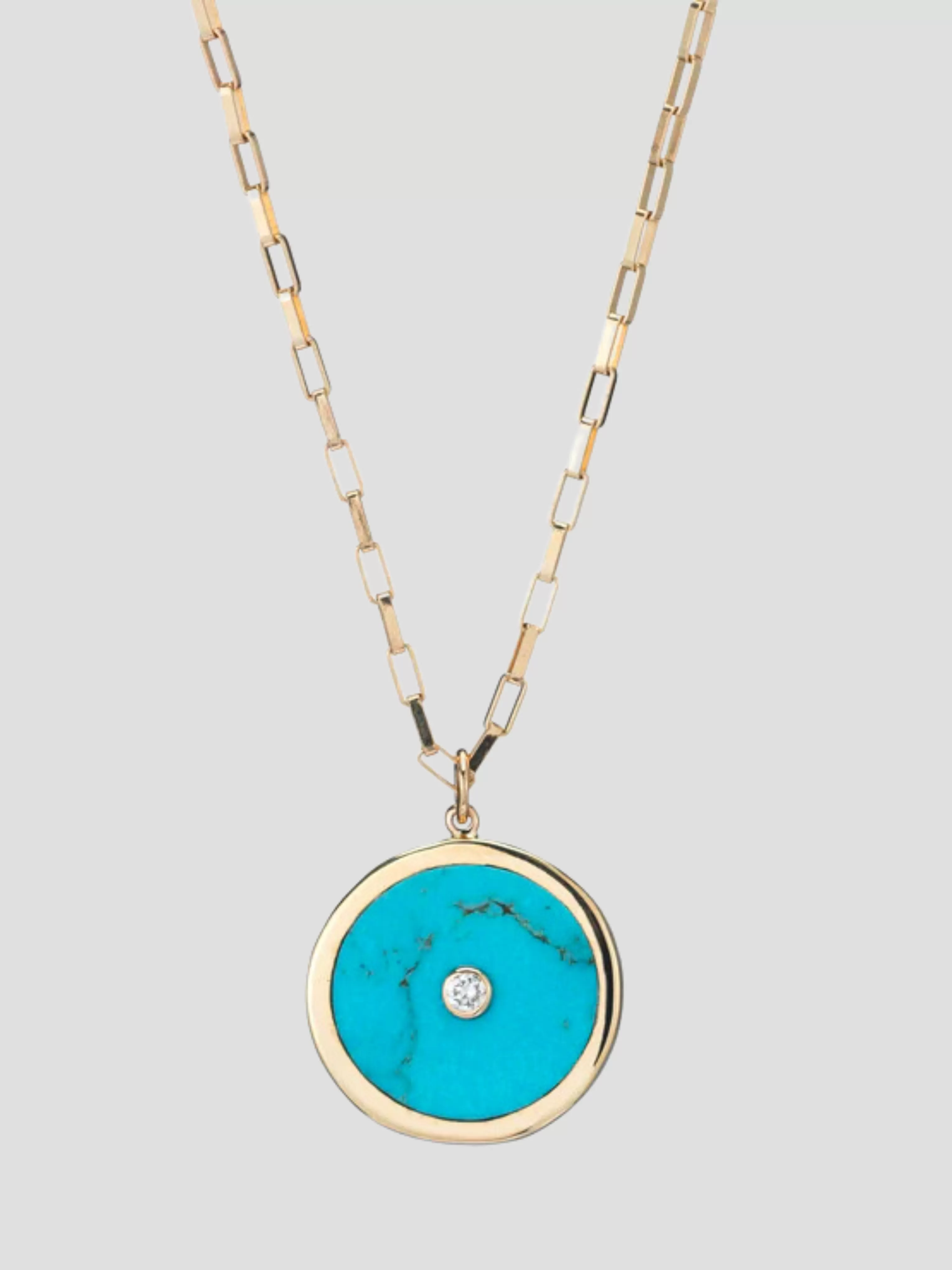 Turquoise, Gold & Diamond Charms Necklace Set