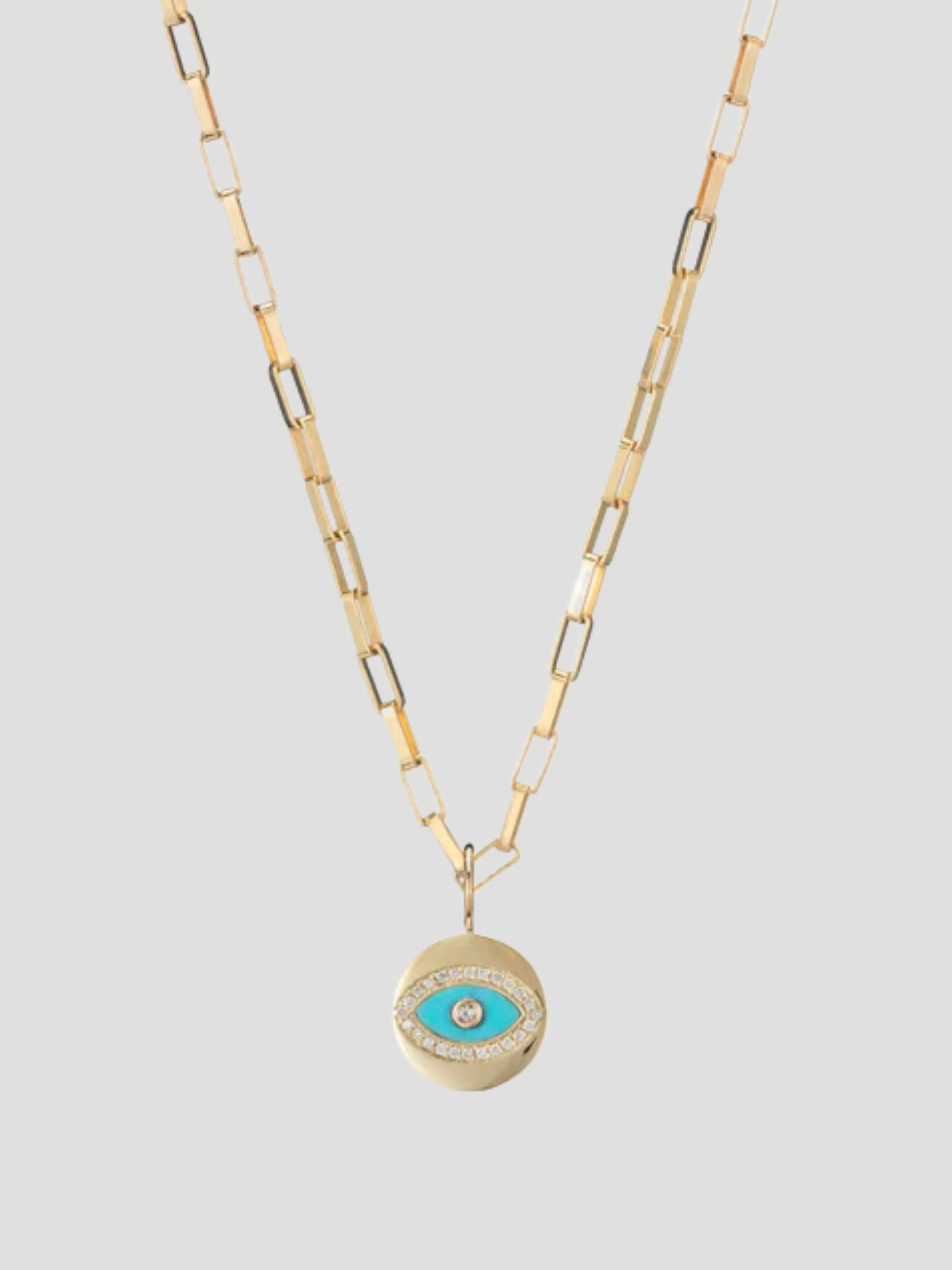 Turquoise, Gold & Diamond Charms Necklace Set