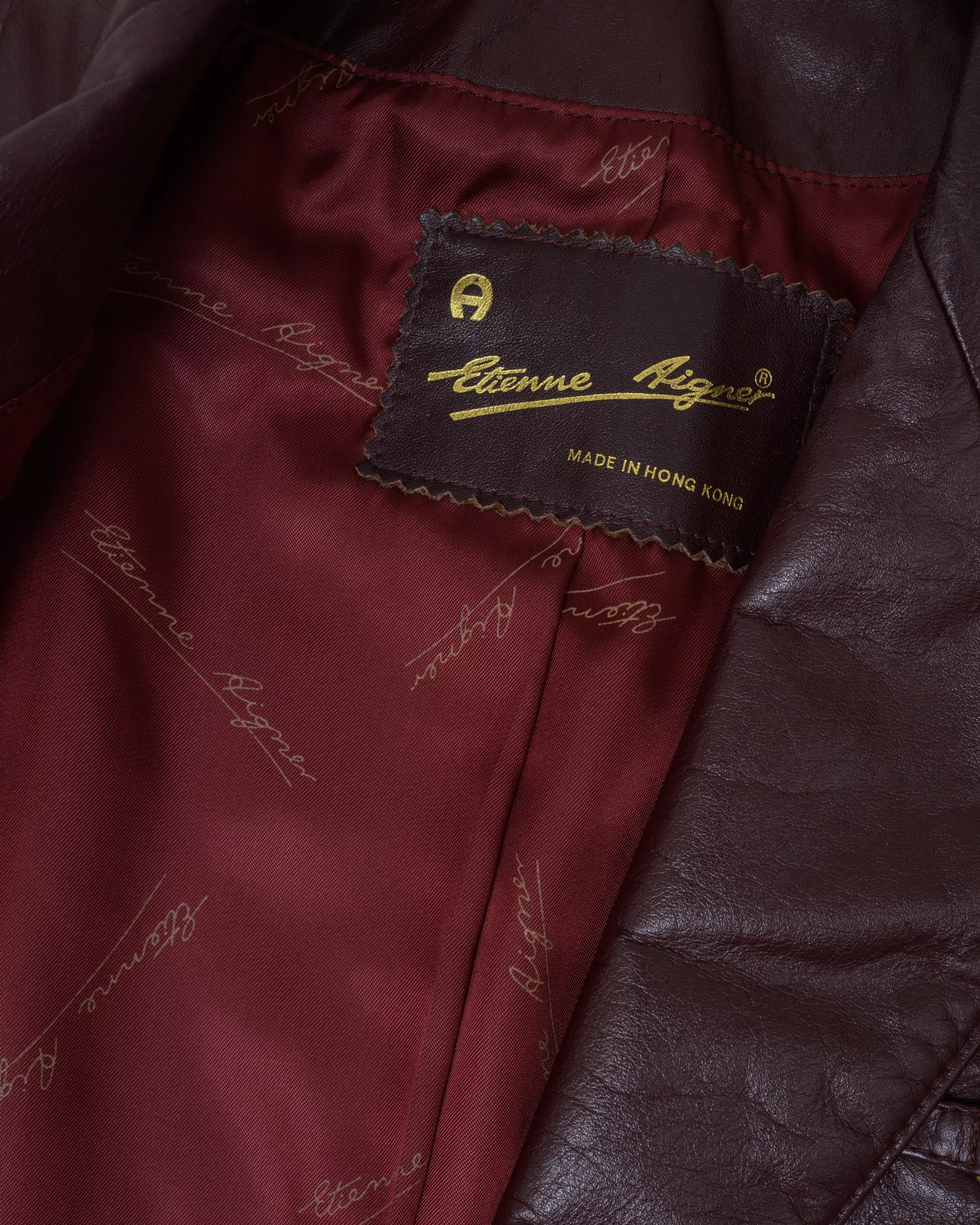 Vintage 70s ETIENNE AIGNER Maroon Leather Jacket (S)