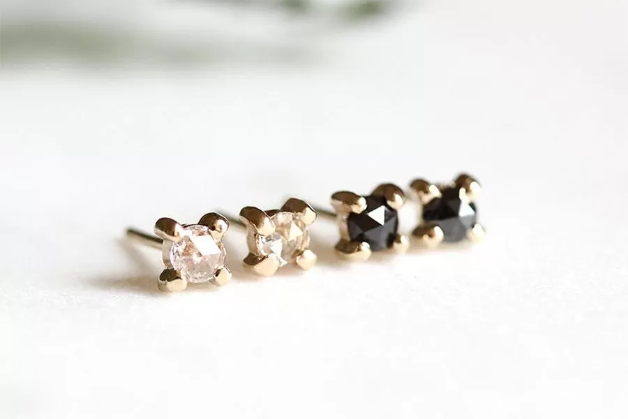 white rose cut diamond studs