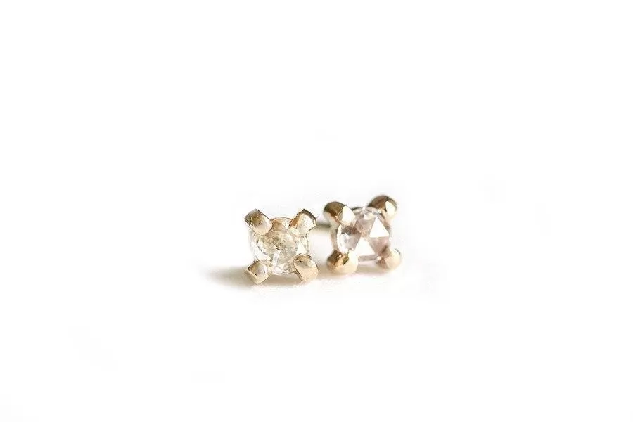 white rose cut diamond studs