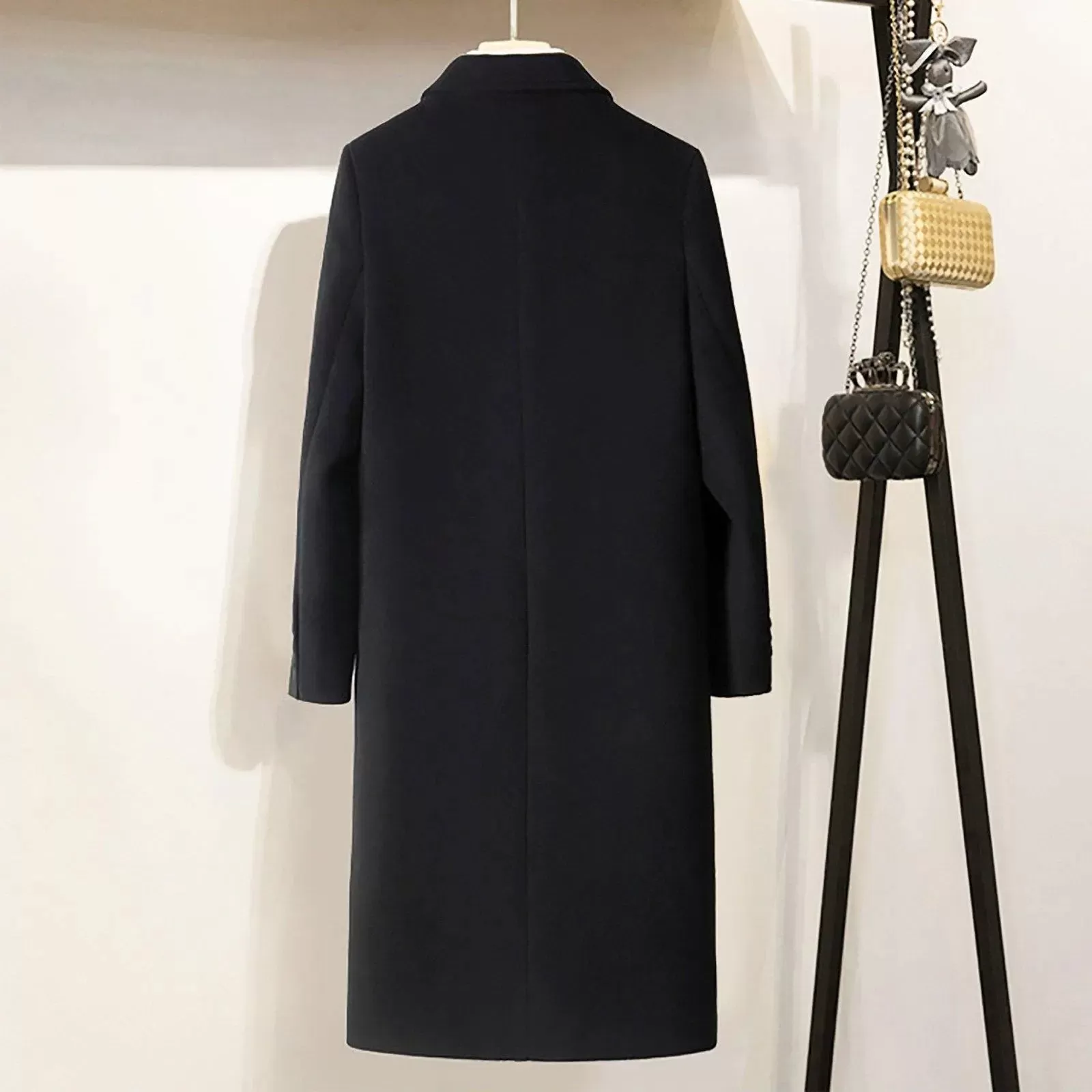 Women Black Long Coat,Double Breasted Wool Coat,Oversize Wool Coat,Long Black Coat,Woolen Coat,Wool Trench Coat,Winter Long Coat Black W109