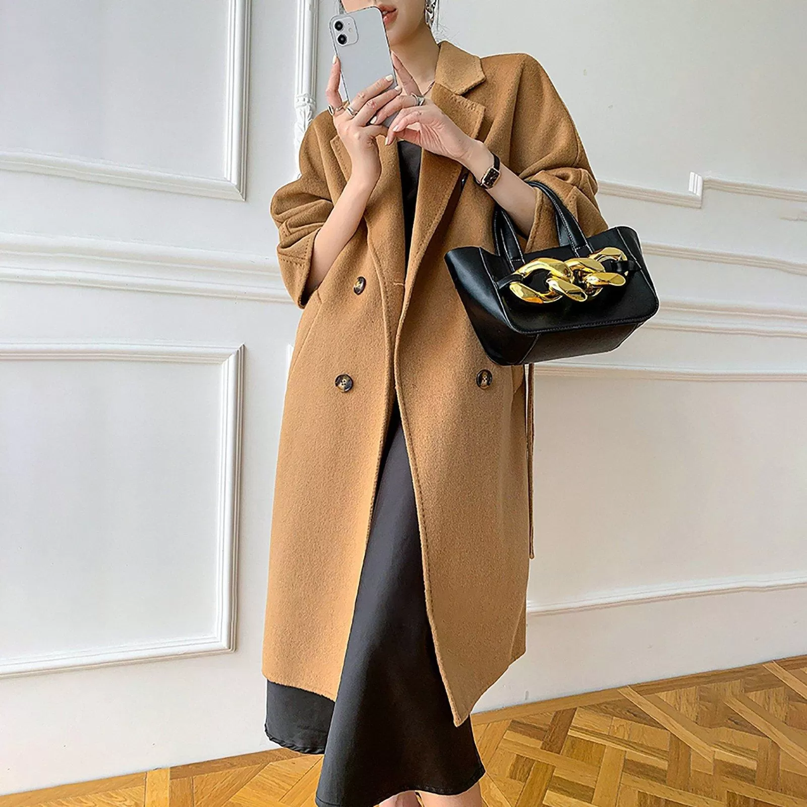 Women Double Faced Wool Overcoat,Camel Wool long coat,Oversize Wool Coat,Wrap Wool Coat,Warm Winter Coat,Cashmere Coat,Grey Long Woolen Coat