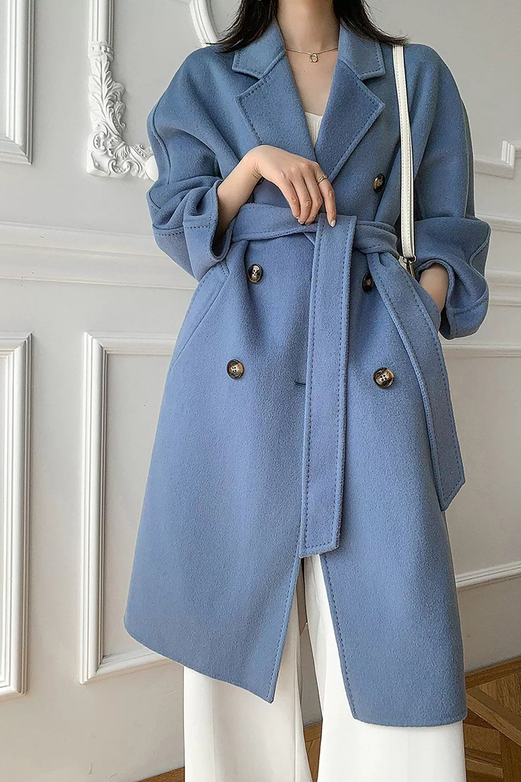 Women Double Faced Wool Overcoat,Camel Wool long coat,Oversize Wool Coat,Wrap Wool Coat,Warm Winter Coat,Cashmere Coat,Grey Long Woolen Coat