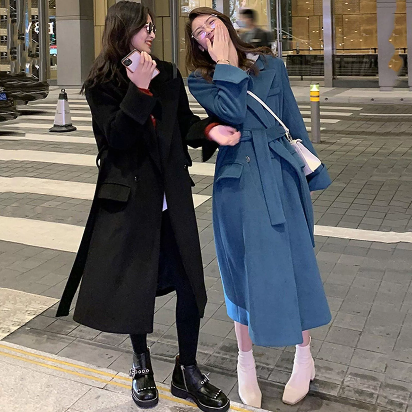 Women Long Wool Coat,Double Breasted Coat,Wool Overcoat,Winter Coat Women,Blue Wool Long Coat,Black Long Wool Coat,Wrap Wool Coat,Outerwear