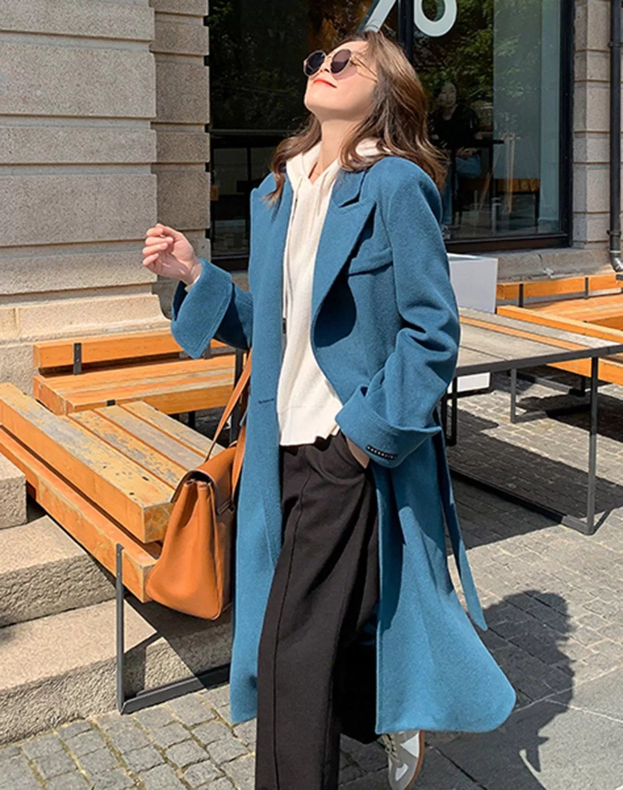 Women Long Wool Coat,Double Breasted Coat,Wool Overcoat,Winter Coat Women,Blue Wool Long Coat,Black Long Wool Coat,Wrap Wool Coat,Outerwear