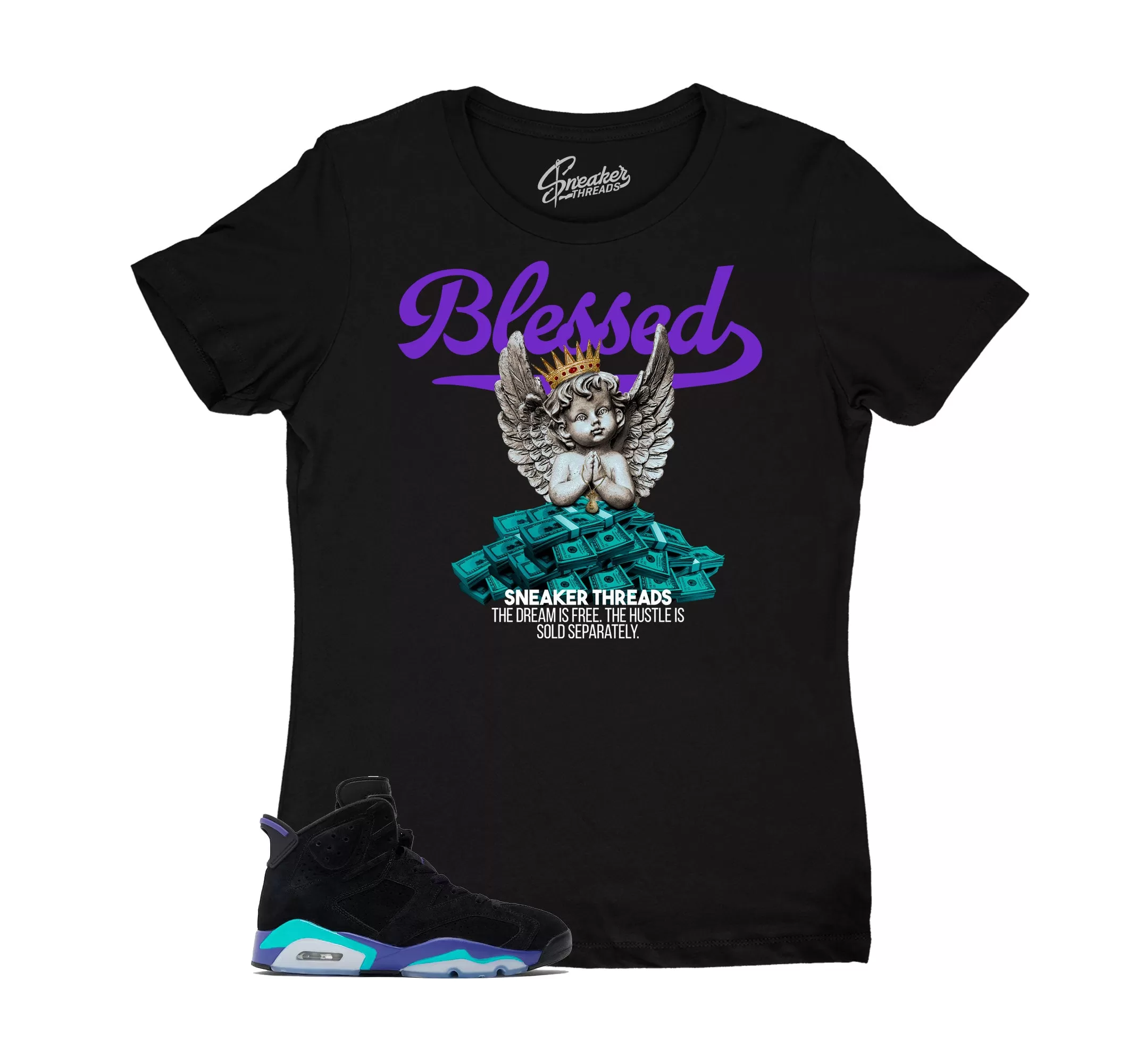 Womens Aqua 6 Shirt - Blessed Angel - Black