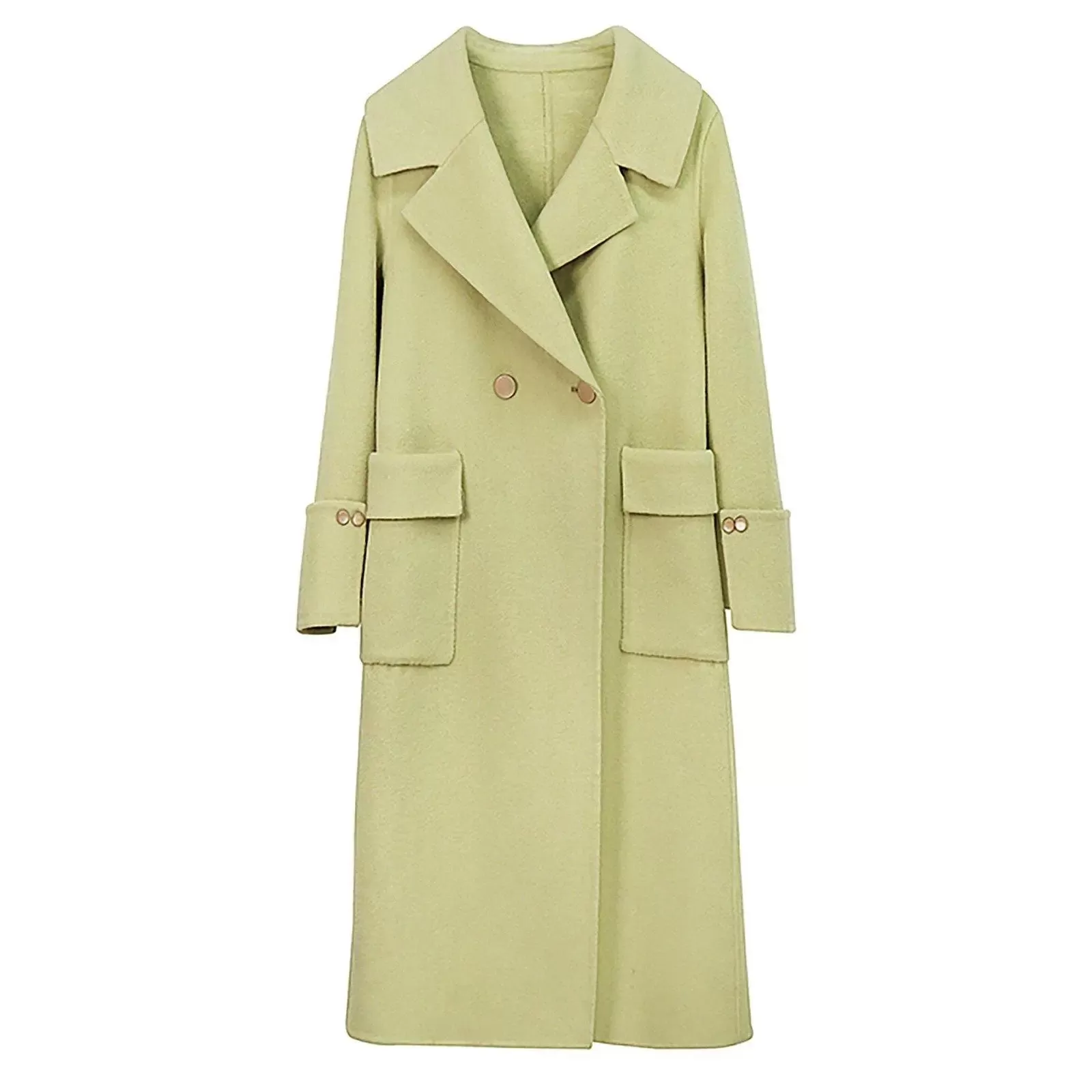 Women's Green Double-Sided wool cashmere coat Loose Oversize Woolen Overcoat Fall Winter Wool Blend Coat Double Breasted Coat Outerwear