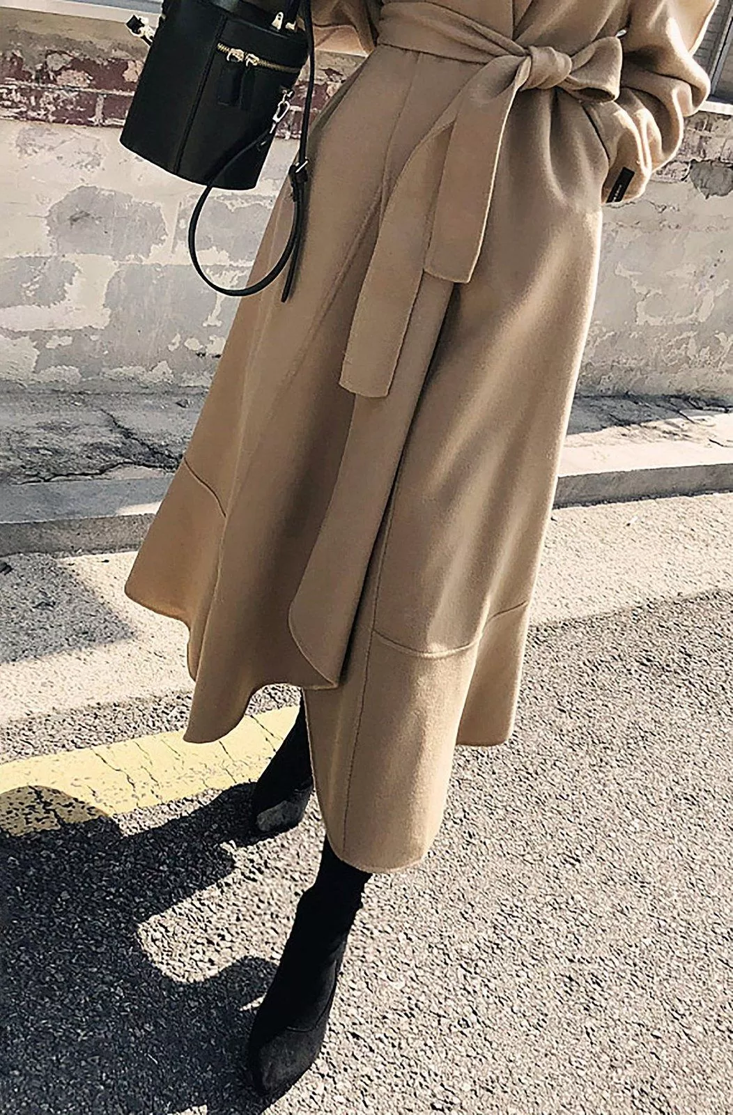 Women's Wool Coat Belted Wool Long Overcoat Belted Woolen coat Warm Winter Full Length  Coat Khaki Wool Blend Coat Fall Coat Outerwear