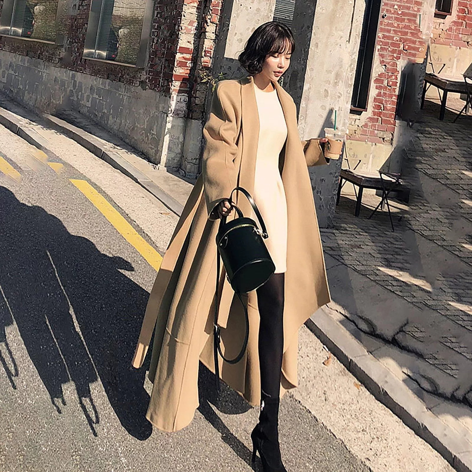 Women's Wool Coat Belted Wool Long Overcoat Belted Woolen coat Warm Winter Full Length  Coat Khaki Wool Blend Coat Fall Coat Outerwear