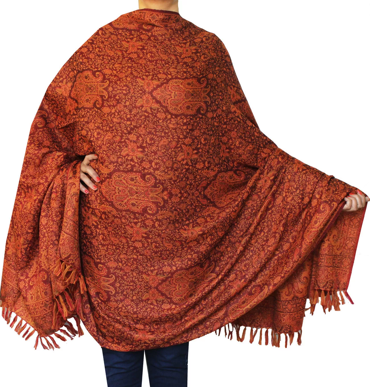 Wool Shawl Scarves Paisley Womens Indian Clothing (82 x 42 inches)