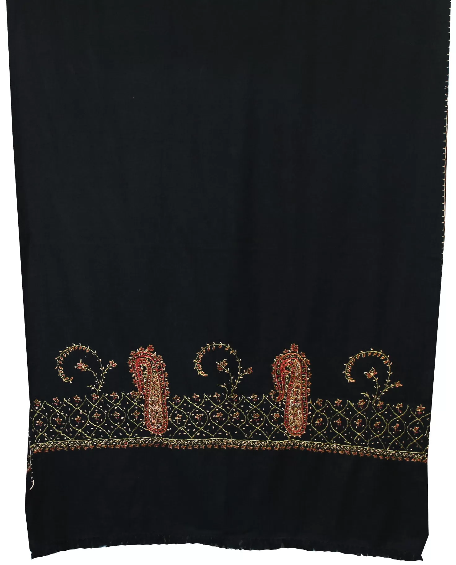 Woolen Indian Scarf Hand Embroidered Womens Gift (Black)