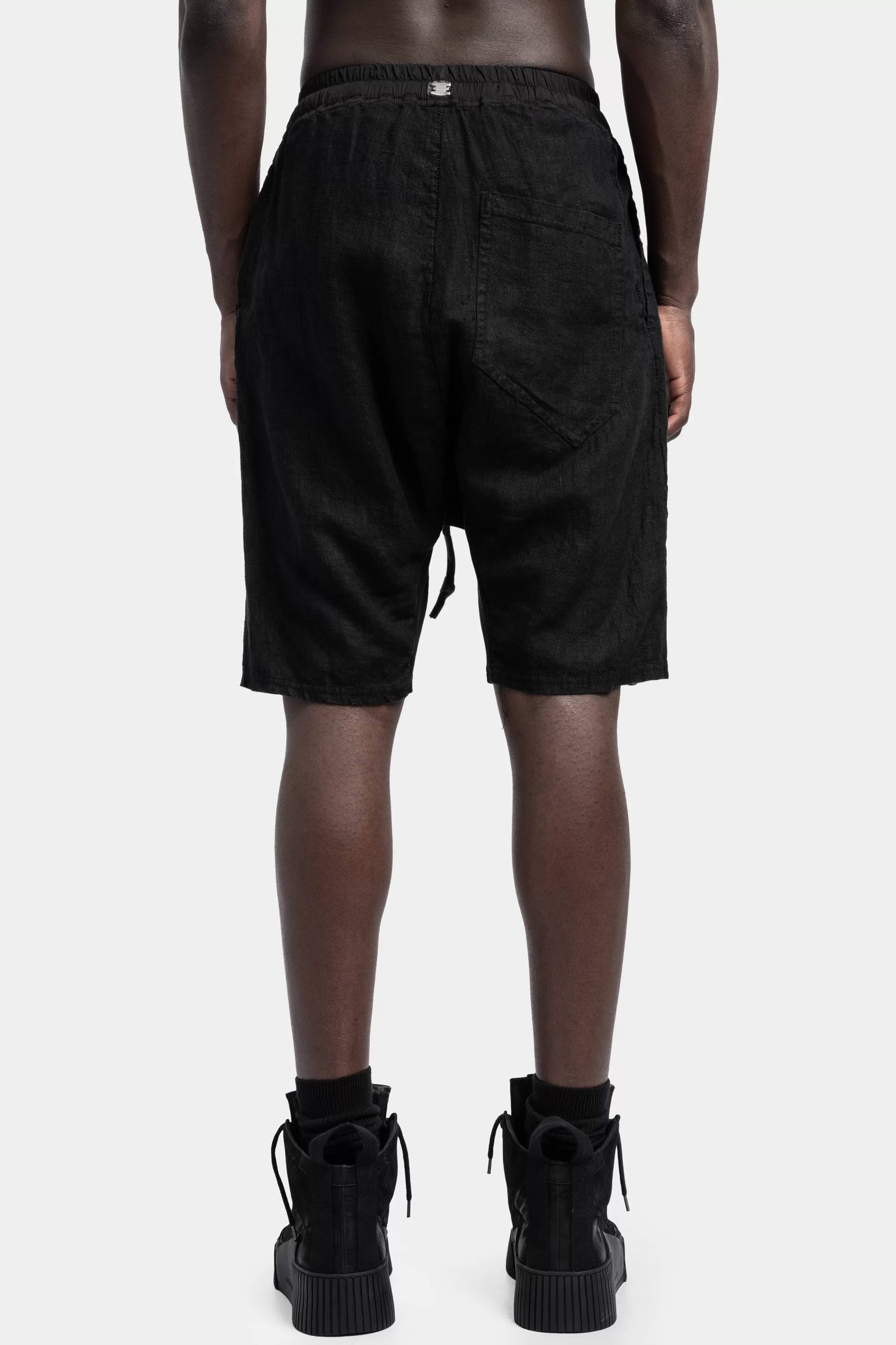 Woven linen drawstring shorts