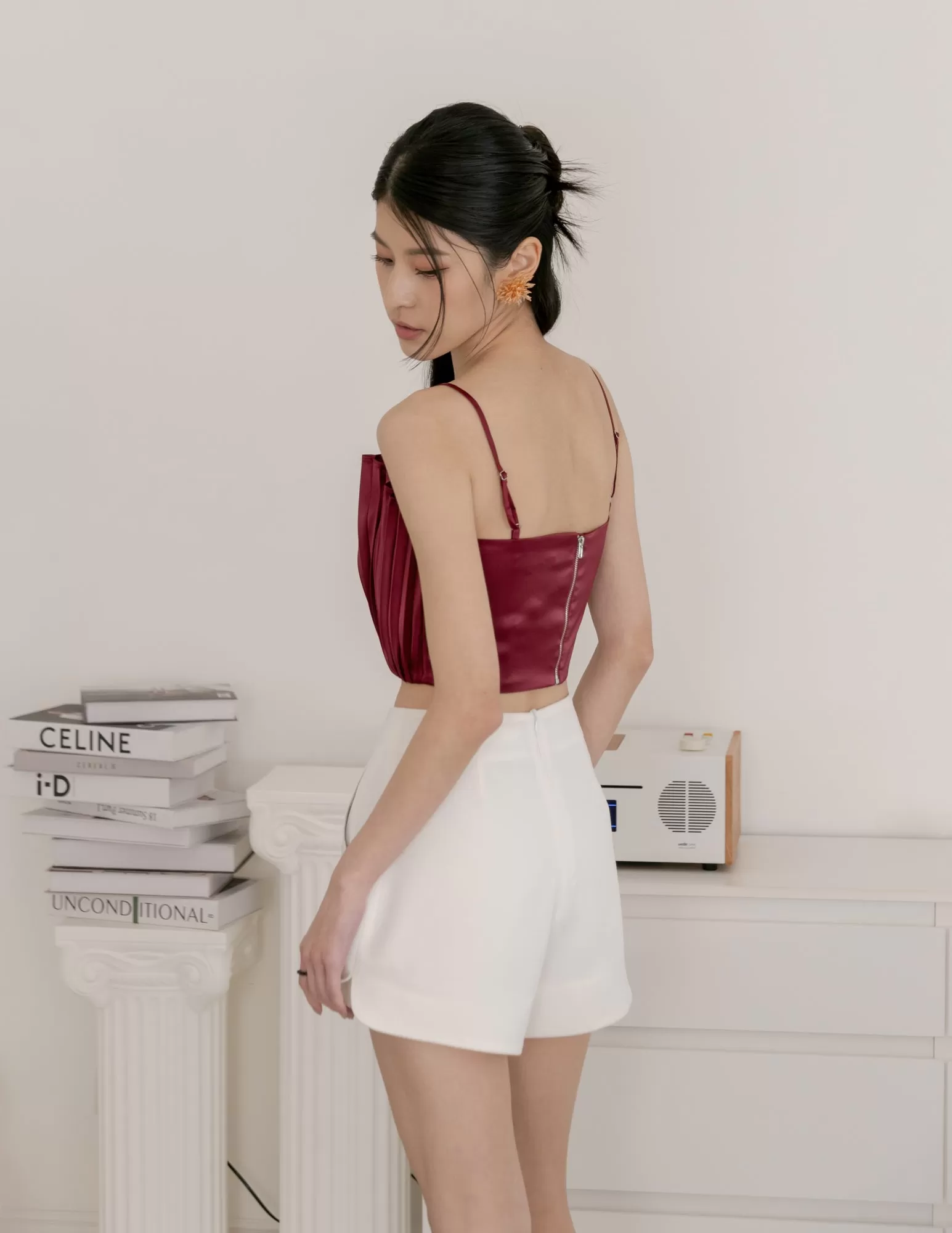 Zoya Pleated Top in Wine